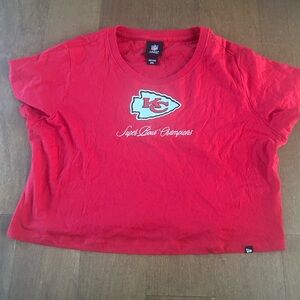 NFL New Era Kansas City Chiefs Super Bowl Red Shirt Womens 2XL Plus Size Crop